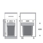 سطل زباله ریلی داخل کابینت 25 لیتری ملونی 9204