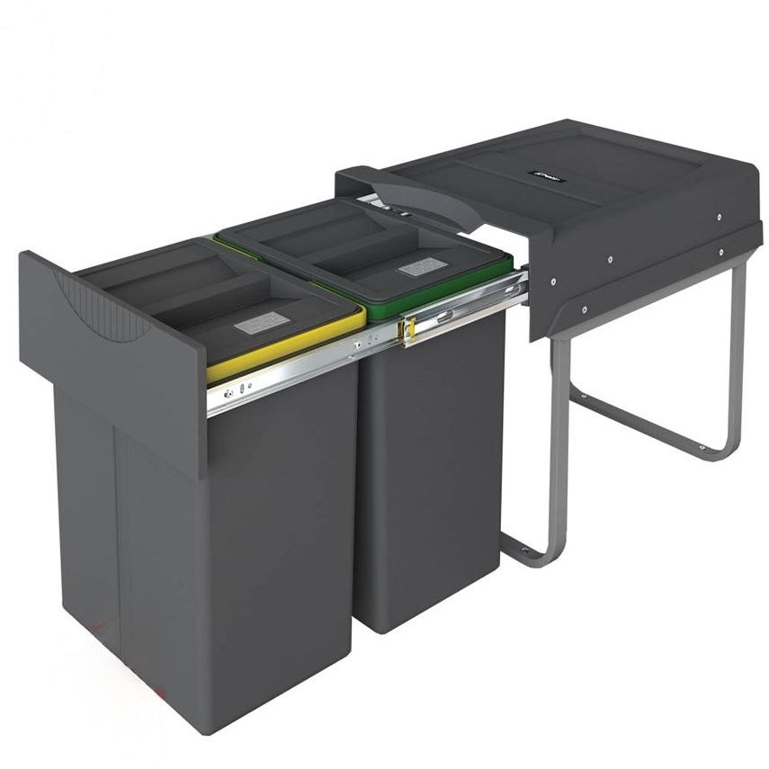 سطل زباله کابینتی دو مخزنه 40 لیتری کد 3633 پلاتین
