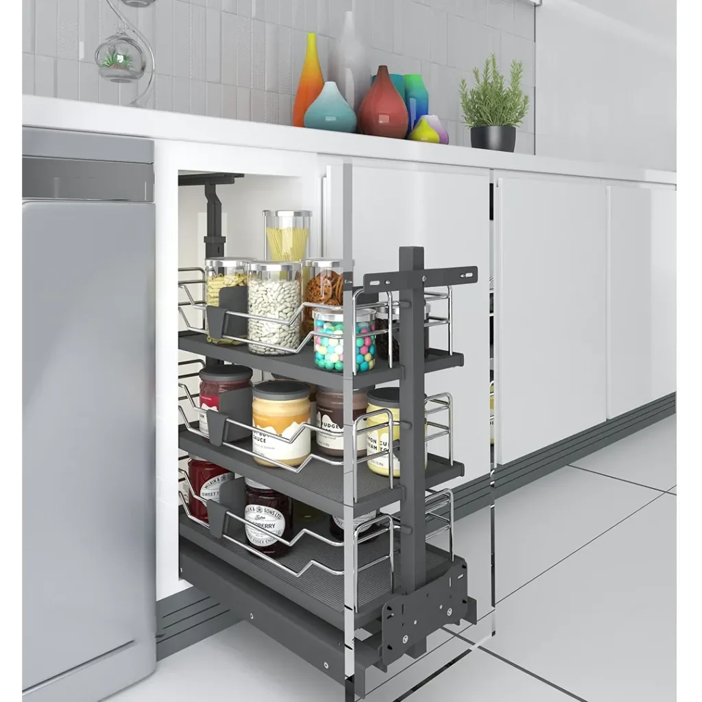 سوپری کابینتی کف ریل تیتانیوم جونیور پرو پلاتین سه طبقه نصب شده